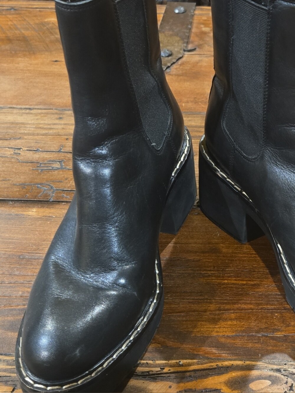 Sam Edelman Black Leather Heeled Chelsea Boots